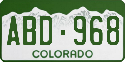 CO license plate ABD968
