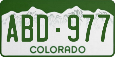 CO license plate ABD977