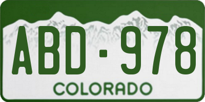 CO license plate ABD978
