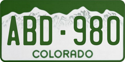 CO license plate ABD980