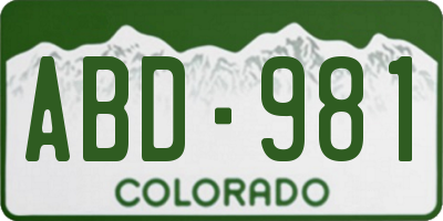 CO license plate ABD981