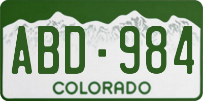CO license plate ABD984