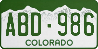 CO license plate ABD986