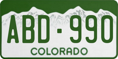 CO license plate ABD990