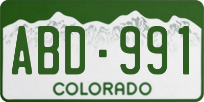 CO license plate ABD991