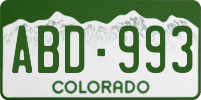 CO license plate ABD993