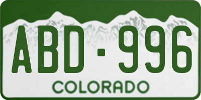 CO license plate ABD996