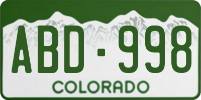 CO license plate ABD998