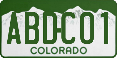 CO license plate ABDC01