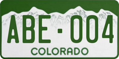 CO license plate ABE004