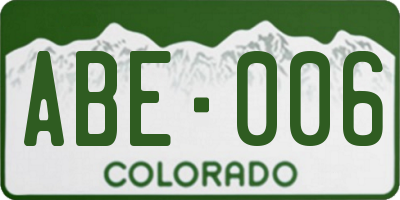 CO license plate ABE006