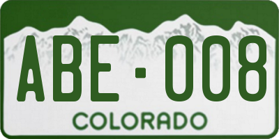 CO license plate ABE008