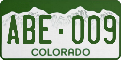 CO license plate ABE009