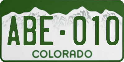 CO license plate ABE010