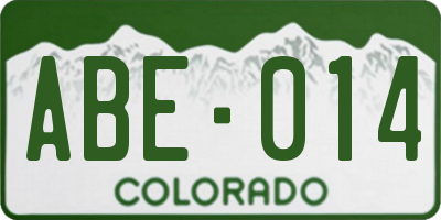 CO license plate ABE014