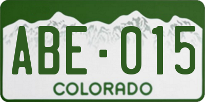 CO license plate ABE015