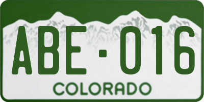 CO license plate ABE016