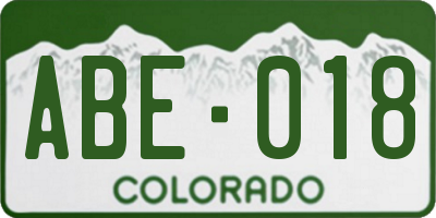 CO license plate ABE018