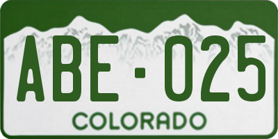 CO license plate ABE025