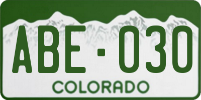 CO license plate ABE030