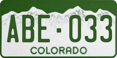 CO license plate ABE033