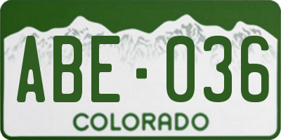 CO license plate ABE036
