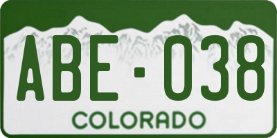 CO license plate ABE038