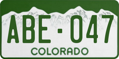 CO license plate ABE047