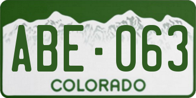 CO license plate ABE063