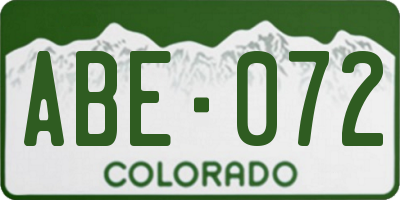 CO license plate ABE072