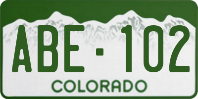 CO license plate ABE102
