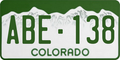 CO license plate ABE138