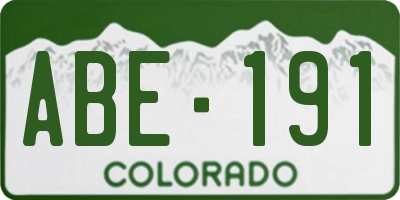 CO license plate ABE191