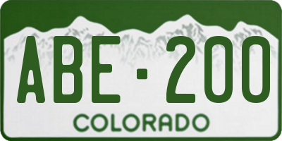 CO license plate ABE200