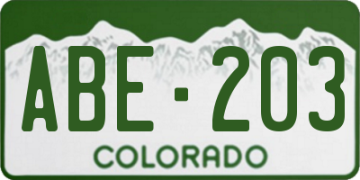 CO license plate ABE203