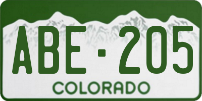 CO license plate ABE205