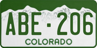 CO license plate ABE206