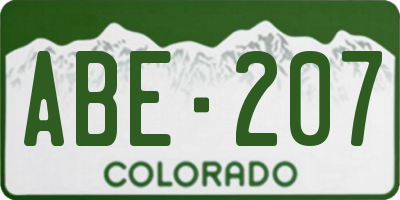 CO license plate ABE207
