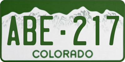 CO license plate ABE217