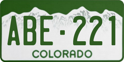 CO license plate ABE221