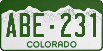 CO license plate ABE231
