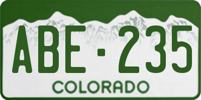 CO license plate ABE235
