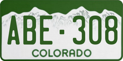 CO license plate ABE308