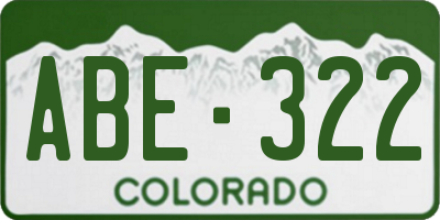 CO license plate ABE322