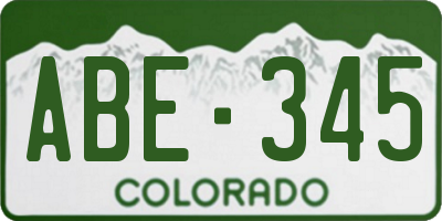 CO license plate ABE345