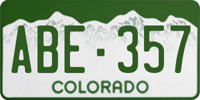 CO license plate ABE357