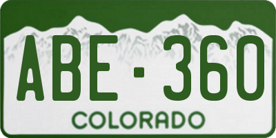 CO license plate ABE360