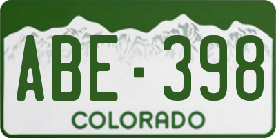 CO license plate ABE398