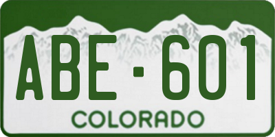 CO license plate ABE601