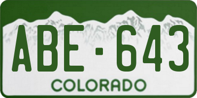 CO license plate ABE643